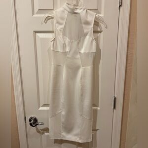 White Sleeveless Dress with mesh cutouts